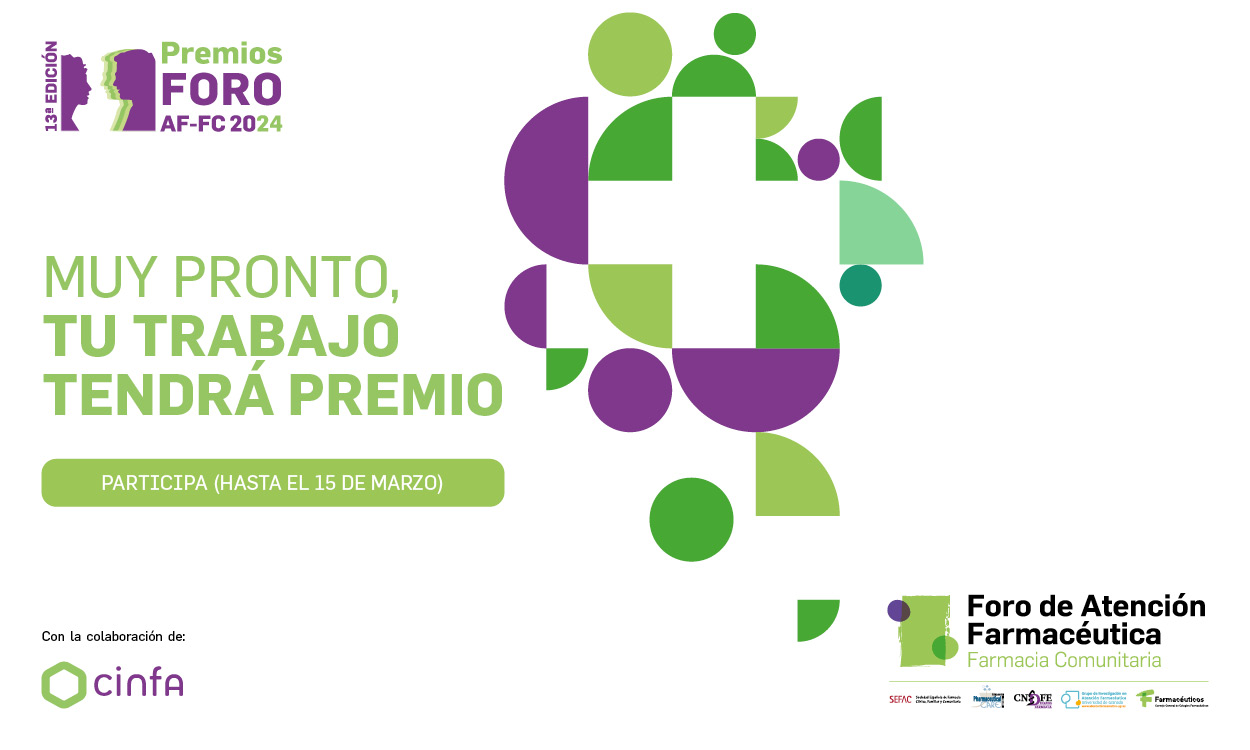 Abierta la convocatoria de la 13ª edición Premios Foro Atención Farmacéutica en Farmacia Comunitaria